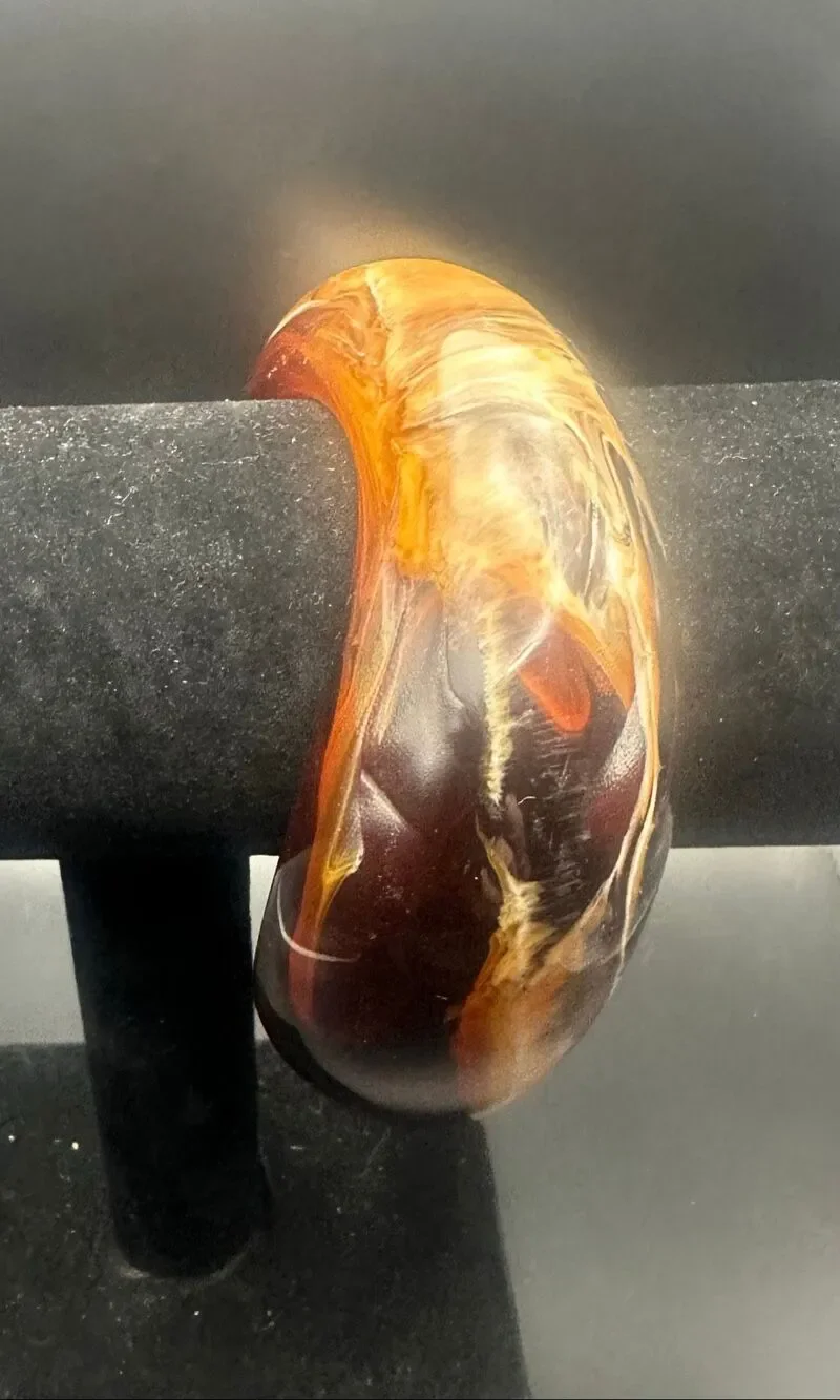 Vintage Marbled Lucite Brown Cream Bangle Bracelet tortoise shell amber